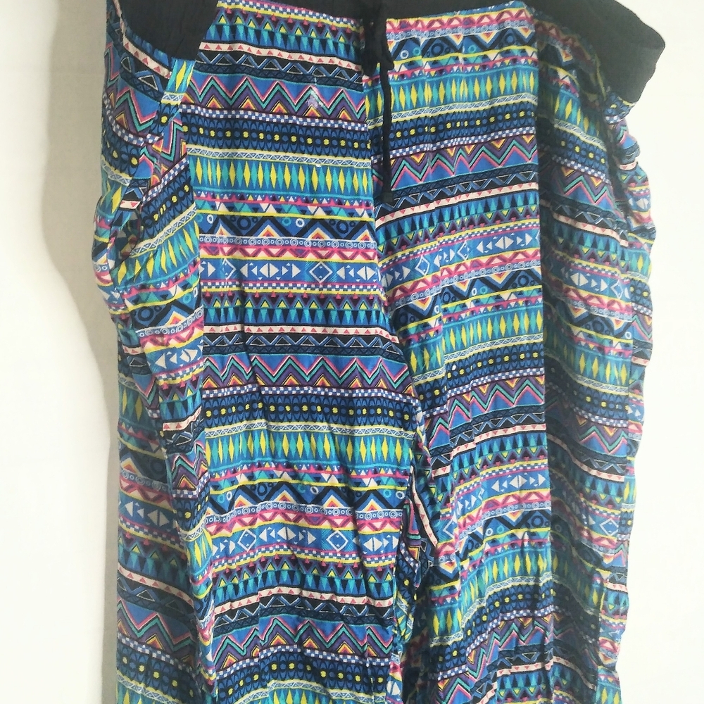 New Look 3XL Palazzo Pants Drawstring W/Pockets Geometric Loungewear Womens